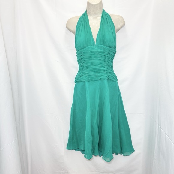 Caché Dresses & Skirts - Cache Y2K Silk Halter Babydoll Dress 10 Hoco Party Fairy Mermaid Graduation